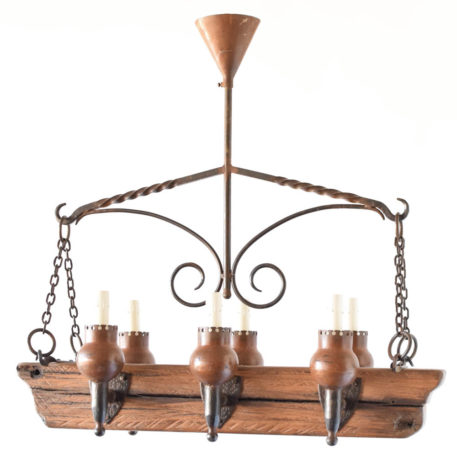 Rustic Wood beam chandelier from Europe