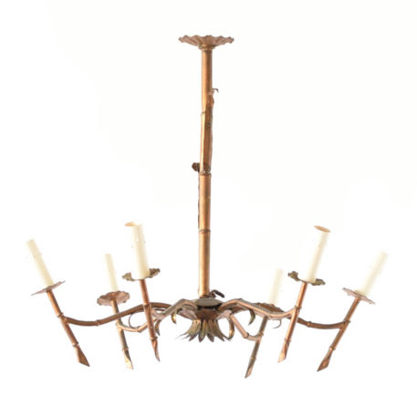 Gilded iron Chandelier with Bamboo design from Spain