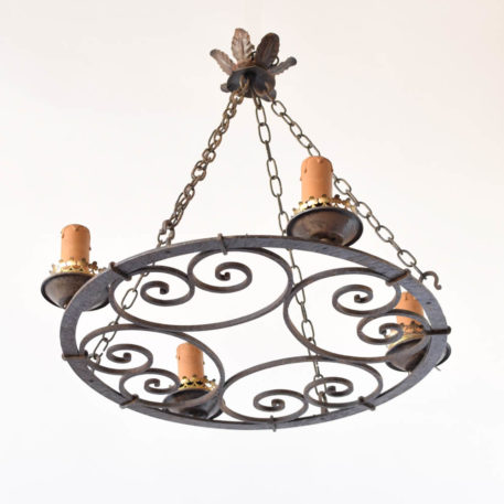 flat ion Chandelier with crown bobeches