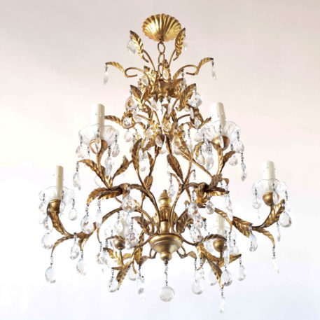 Wood- Iron crystal chandelier from Italy