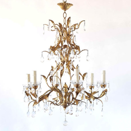 Wood- Iron crystal chandelier from Italy