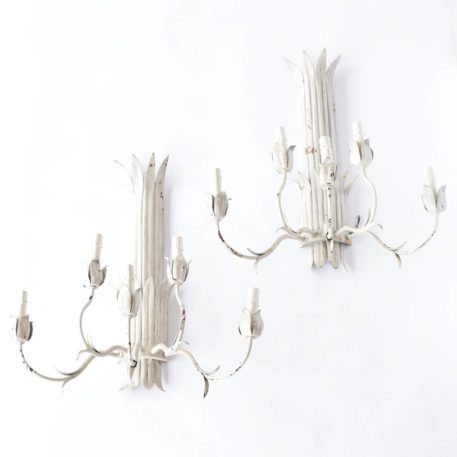 Pair of white patina iron sconces from Europe
