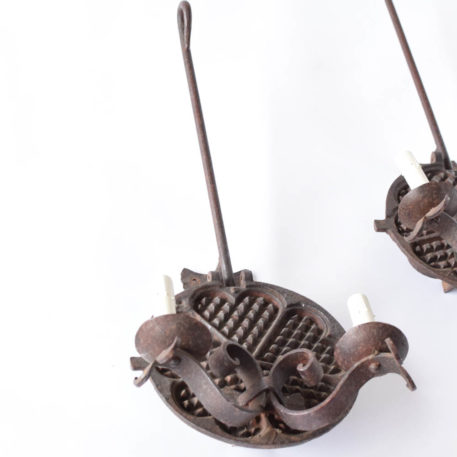 Pair of waffle iron sconces from Belgium