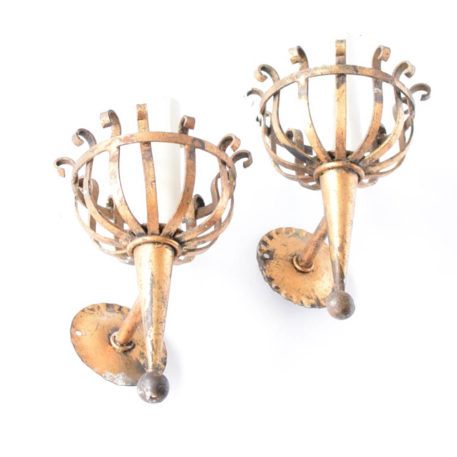 pair of gilded torch sconces from Spain