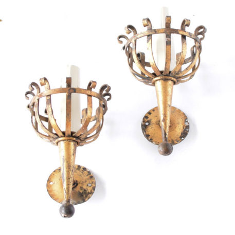 pair of gilded torch sconces from Spain