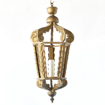 Wood latern with gold patina from Spain