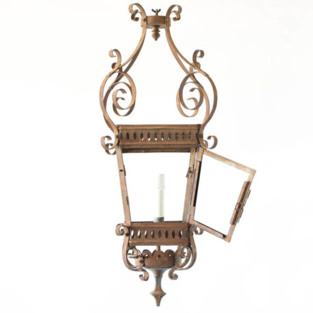 Antique lanterned which is converted from a gas lantern to an electric lantern and is from France