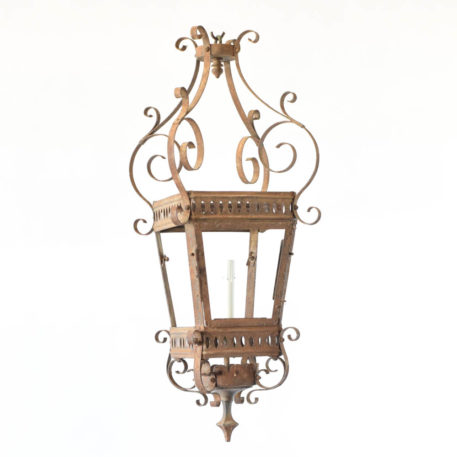 Antique lanterned which is converted from a gas lantern to an electric lantern and is from France