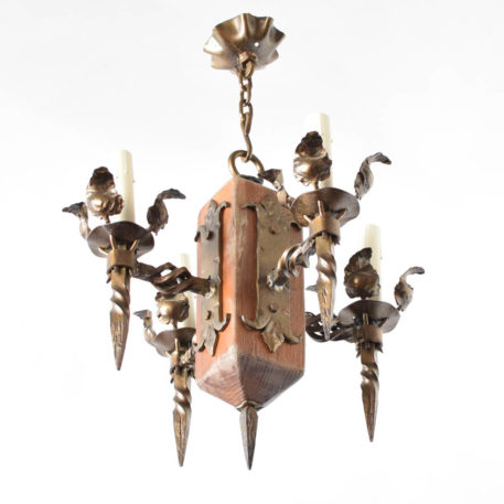 Small Iron and wood chandelier from Belgium