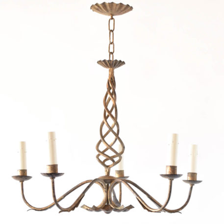 Gilded Spiral iron Chandelier from Spain