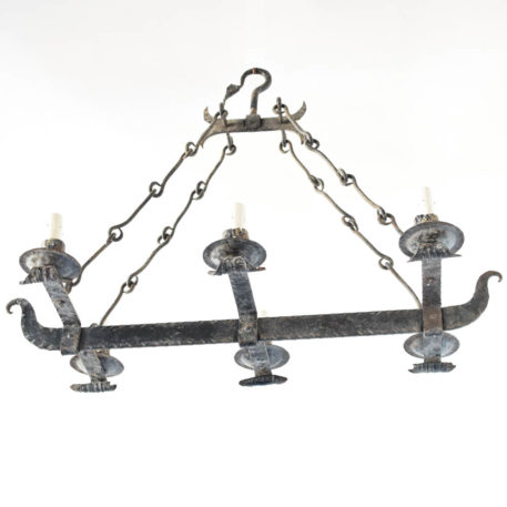 Elongated flat iron chandelier from Spain