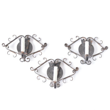 Set of 3 sconces from Franc, with scroll design on the boundary
