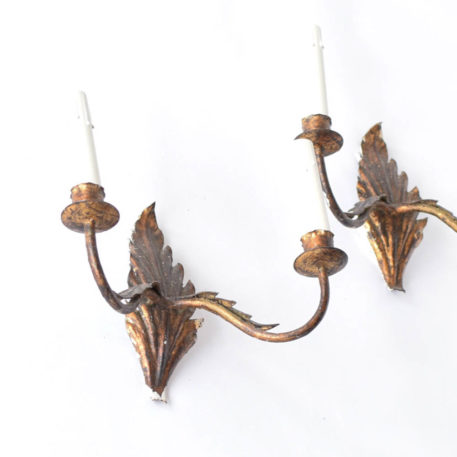 Pairof iron sconces with a leaf design from Europe