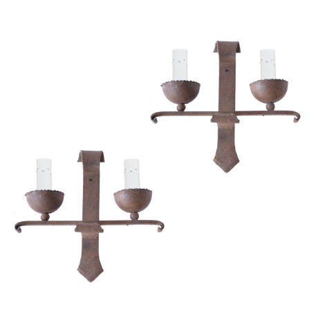 pair of Simple Iron Sconces from Europe