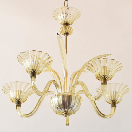 Mid century amber glass murano chandelier from europe