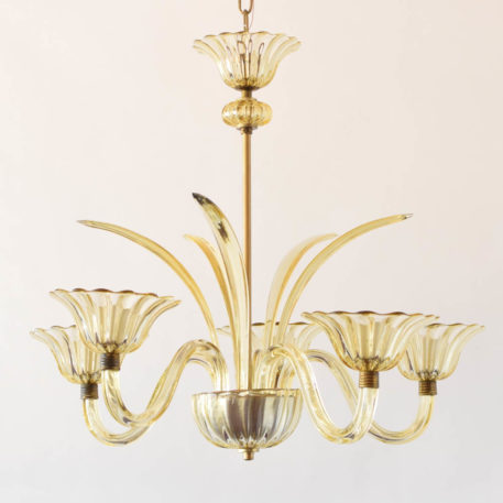 Mid century amber glass murano chandelier from europe