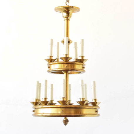 Modern Brass chandelier from Europe with 2 tier lighting