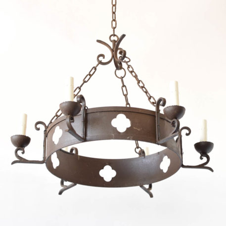 Round Chandelier with quatrefoil cutouts from France