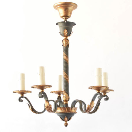 Green and gold chandelier from Italy