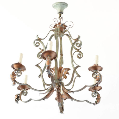 Green gold Iron Chandelier from Spain