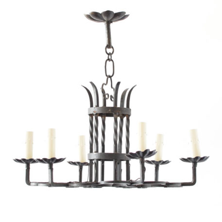 Iron Chandelier with Trefoil Motif from France