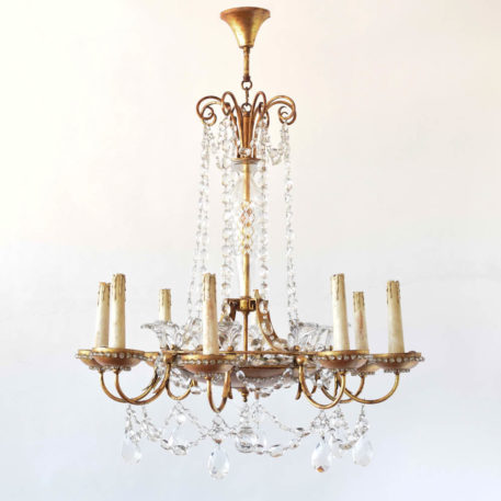 Gilded Crystal chandelier from Italy with gold bobeches
