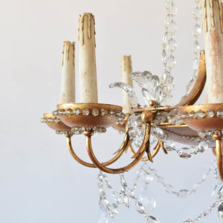 Gilded Crystal chandelier from Italy with gold bobeches