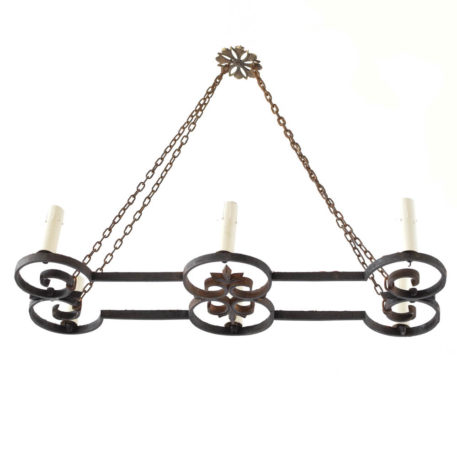 Elongated Iron Chandelier from France