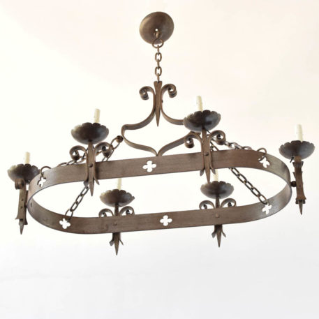 Iron Chandelier with quatrefoil design from Belgium