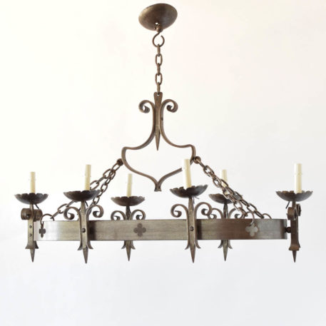 Iron Chandelier with quatrefoil design from Belgium