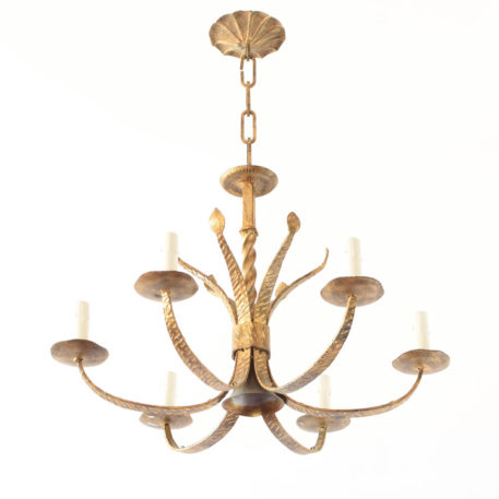 Twisted Gilded chandelier from Spain