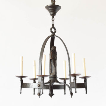 Iron Chandelier with a Maria statue from Europe