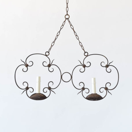 Double pendant form chandelier made in iron