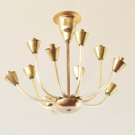 Murano Glass chandelier with brass cups from Europe