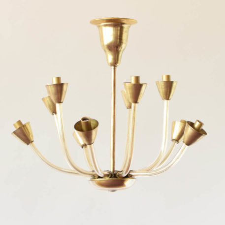 Murano Glass chandelier with brass cups from Europe