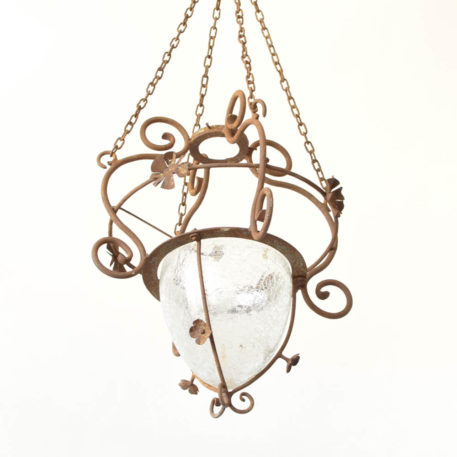 Iron Pendant Light with glass bowl from Europe