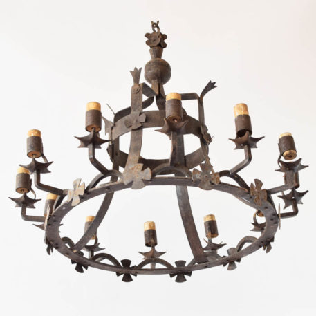 Heavy Iron Chandelier from France with crosses