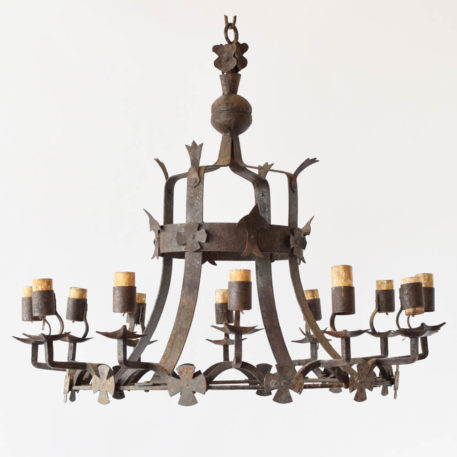 Heavy Iron Chandelier from France with crosses