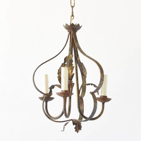 Vintage Spanish Chandelier with Gold Finish