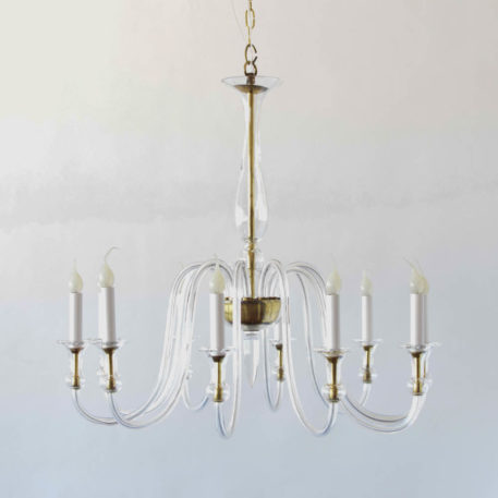 Vintage Czech Glass chandelier with scrolling arms