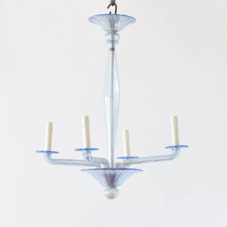 Italian chandelier made from baby blue Murano glass