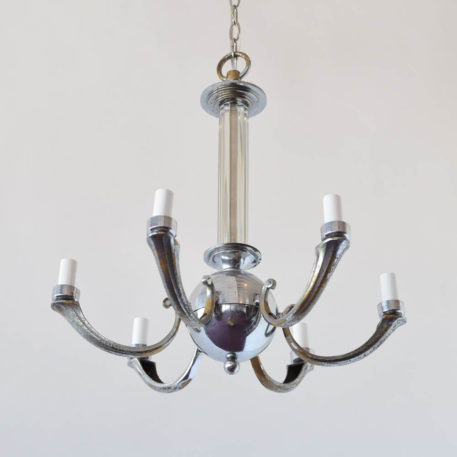 Art Deco Nickel Chandelier - Image 2