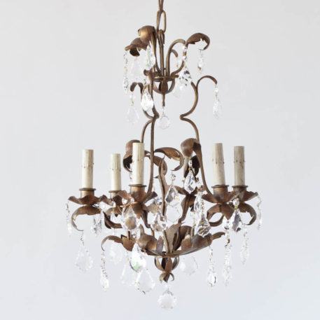 Vintage Iron Chandelier decorated with 30% lead crystal