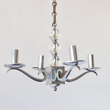 Art Deco French Chandelier with central column made of glass balls