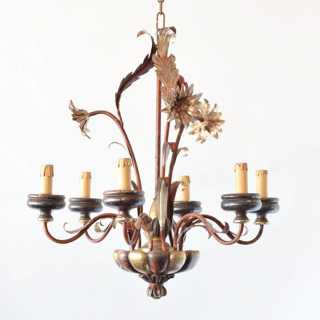 Vintage Italian chandelier with original gold/red patina