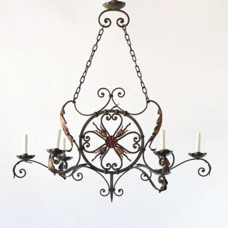 Antique French Chandelier with gold and red patina