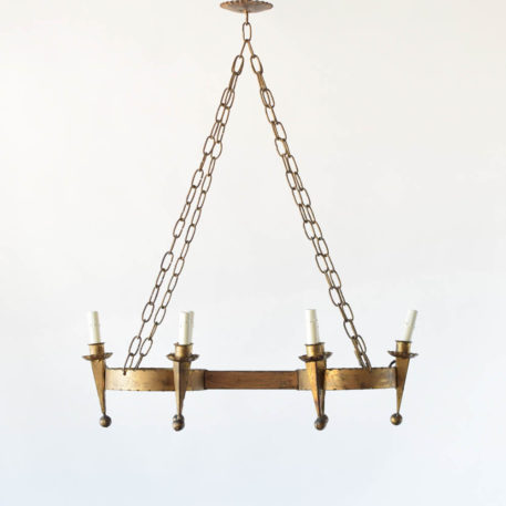 Gilded Iron Chandelier from Spain with Eye glasses shape