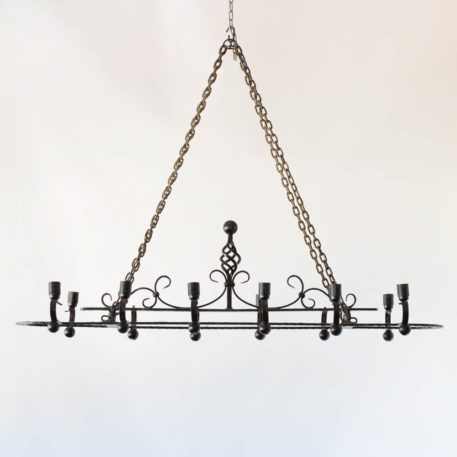 Antique iron chandelier with oval form from France