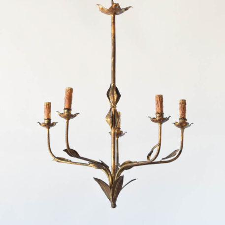 Antique iron chandelier from Spain with gilded finish