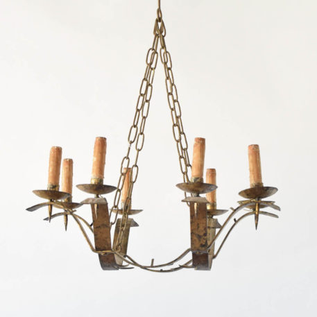 Antique Spanish chandelier with gilded finish